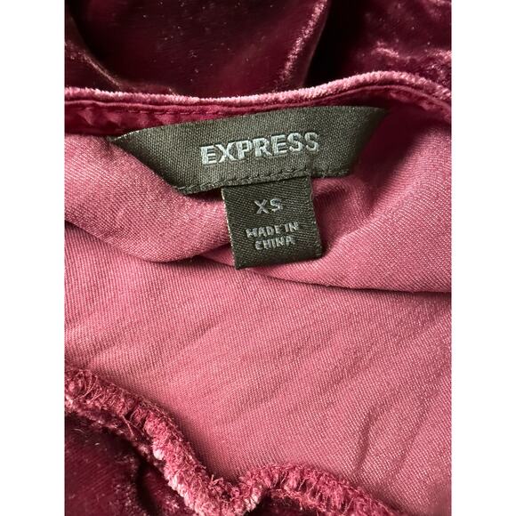 Express Y2K Velvet Halter Top Size XS Burgundy - Picture 4 of 4